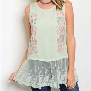 Floral Embroidered Lace Top